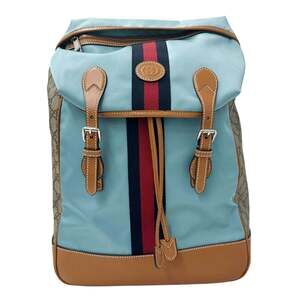 Gucci handbag for men and women, brand backpack in GG Supreme canvas nylon, "...